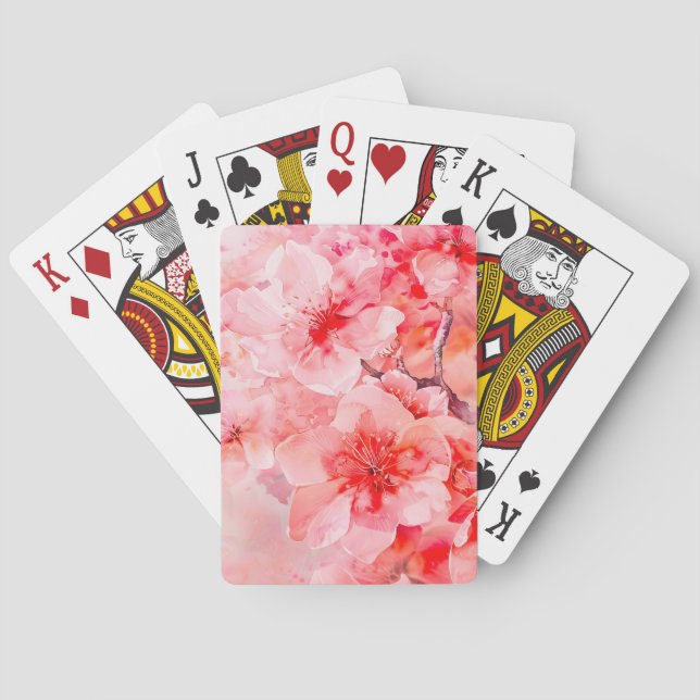 Blommar Bliss för vattenfärgsfärgsfärgsfärja Casinokort (Baksidan)