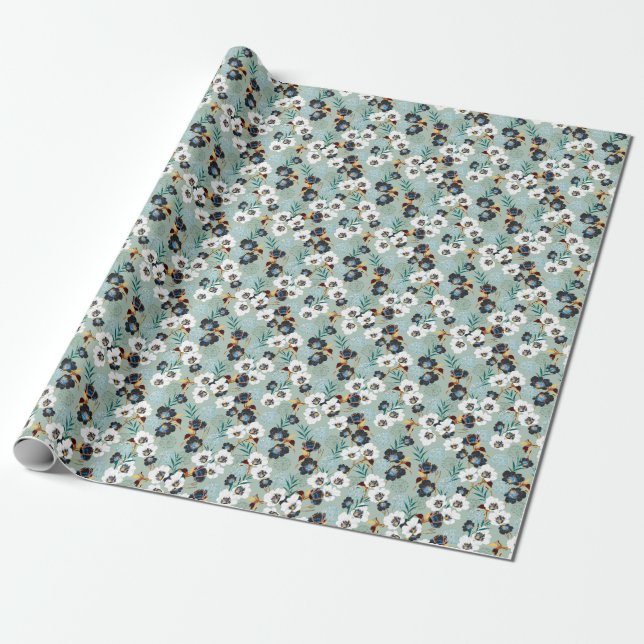 Blommar Blommönster för botanisk Vintage Presentpapper (Utrullad)