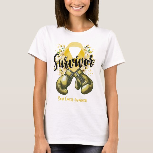 Blommar Bone Cancer Warrior Survivor T Shirt (Framsida)