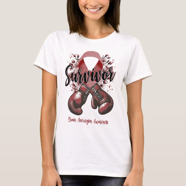 Blommar Brain Aneurysm Warrior Survivor T Shirt (Framsida)