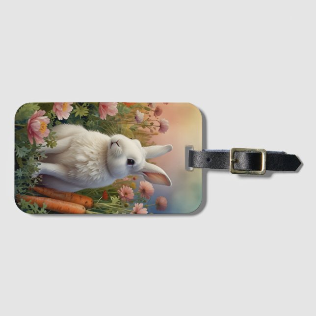 Blommar Bunny & Carrot Patch Luggage Tag Bagagebricka (Framsida horisontal)