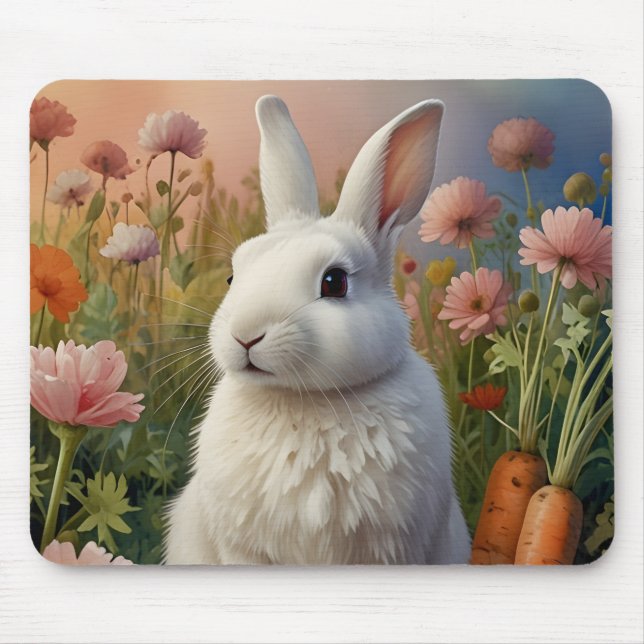 Blommar Bunny & Carrot Patch Mouse Pad Musmatta (Framsidan)