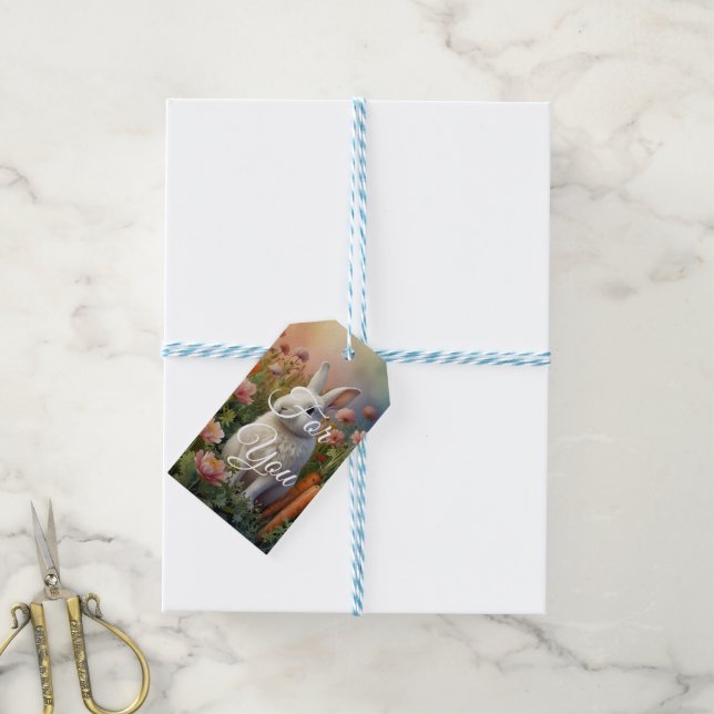 Blommar Bunny & Carrot Patch Presentetikett (Med Snöre)