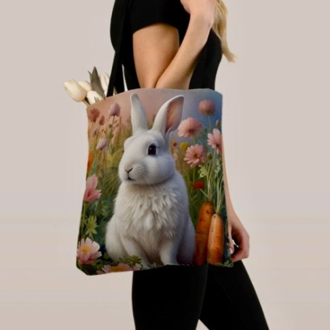 Blommar Bunny & Carrot Patch Tote Bag Tygkasse (Skapare uppladdad)