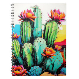 Blommar Cactus Desert Art | Journal Anteckningsbok