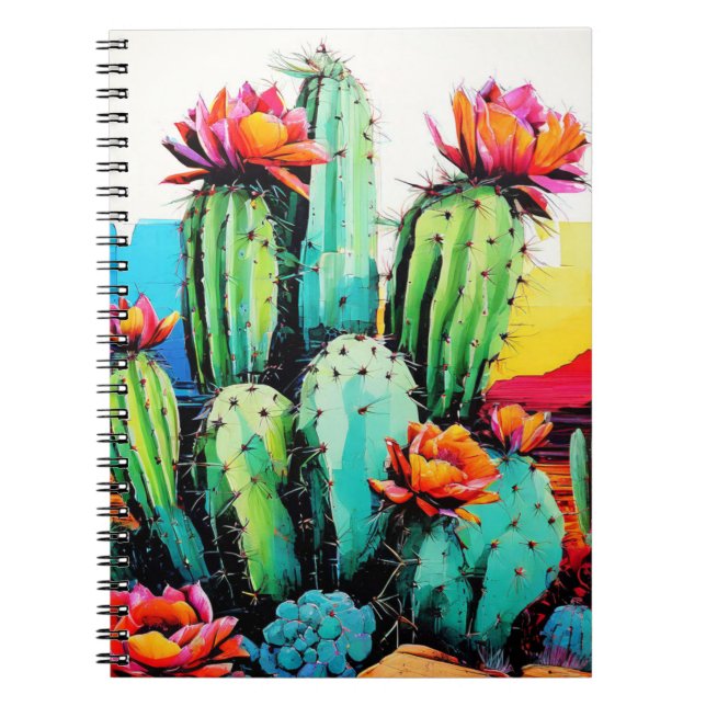 Blommar Cactus Desert Art | Journal Anteckningsbok (Framsidan)