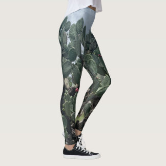 Blommar Cactus Mode Leggings Grönt Blue