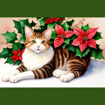 Blommar Cat Dekorativ kudde