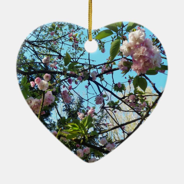 Blommar Cherry, Blommar, natur, Rosa Flower Julgransprydnad Keramik (Baksidan)