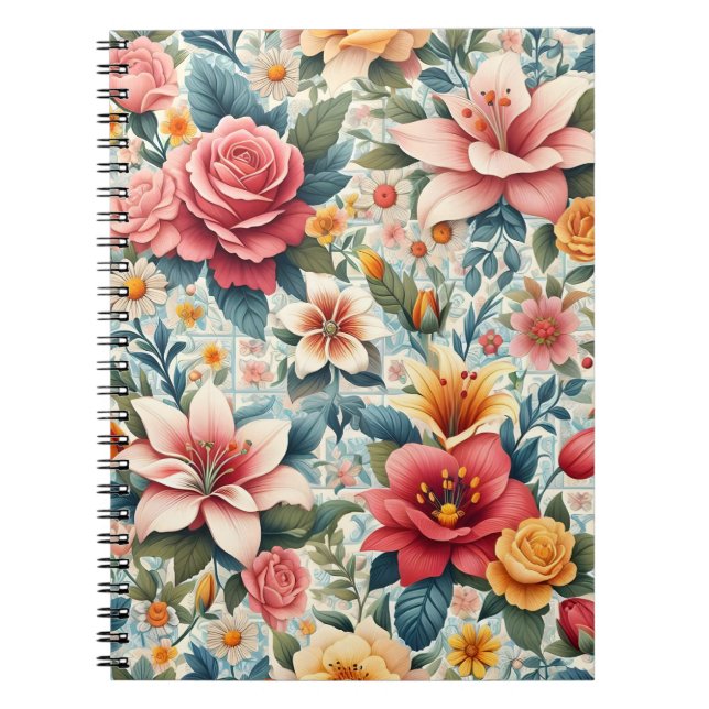 Blommar Delight Tile Journal Anteckningsbok (Framsidan)