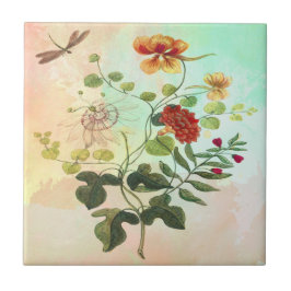 Blommar den blom- botaniska illustrationen för kakelplatta