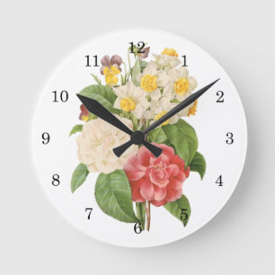 Blommar den blom- Camelia för vintage påskliljan Rund Klocka