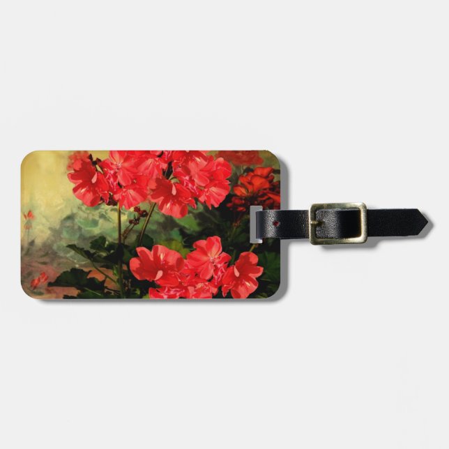 Blommar den röda pelargonen för antik stil gåvor bagagebricka (Horisontell Framsida)