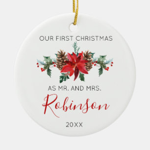 Blommar den röda vintern för nygift personjul He Julgransprydnad Keramik