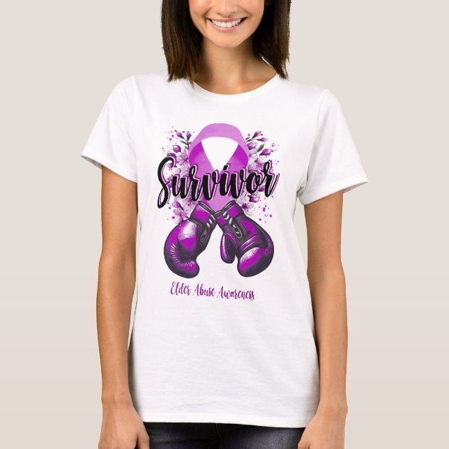 Blommar Elder Abuse Warrior Survivor T Shirt (Framsida)
