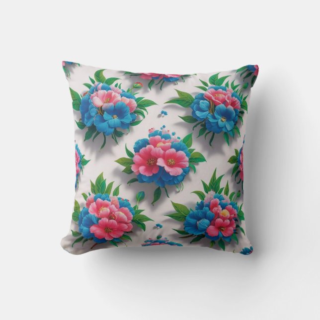 Blommar Elegance: Blommönstret Chic Kudde (Framsida)