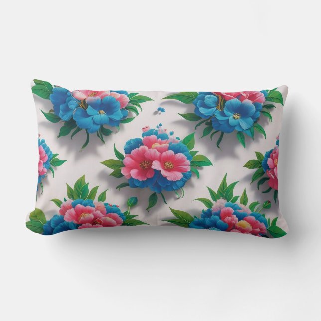 Blommar Elegance: Blommönstret Chic Lumbarkudde (Framsida)