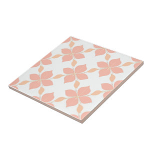 Blommar elegance lax blommigt panel Mönster 1 Kakelplatta