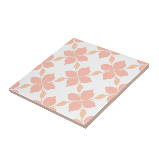 Blommar elegance lax blommigt panel Mönster 1 Kakelplatta (Sidan)