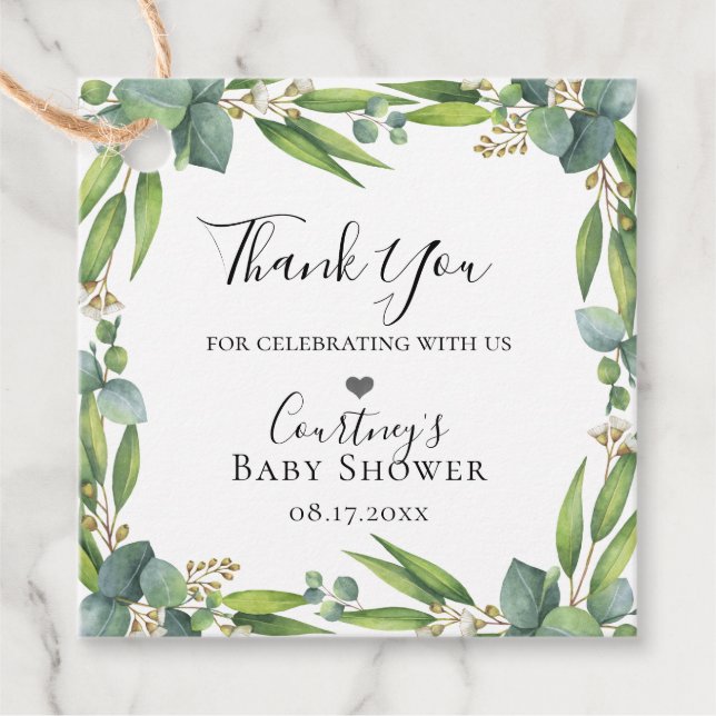 Blommar Eucalyptus Folie Utandning Gåvor Etiketter (Framsida)