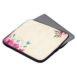 Blommar fjärilen laptop fodral