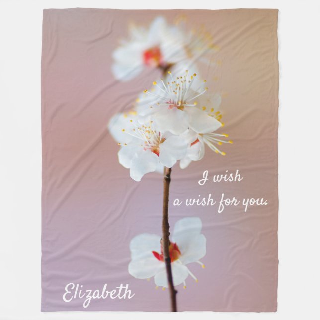 Blommar för Adsible Japansk Apricot Fleecefilt (Framsidan)