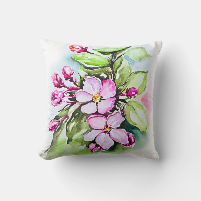 Blommar för blommande äpple kudde (Framsida)
