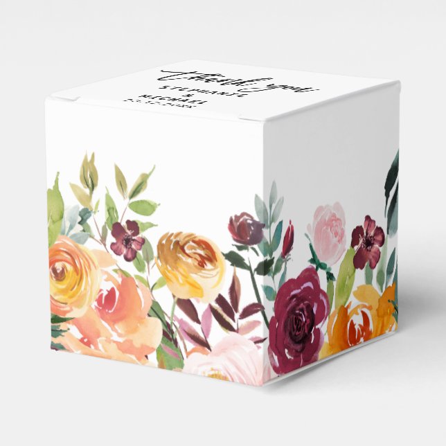 Blommar för  Blommigt i hösten, Burgundy, Bröllop Presentaskar (Framsidan Sidan)