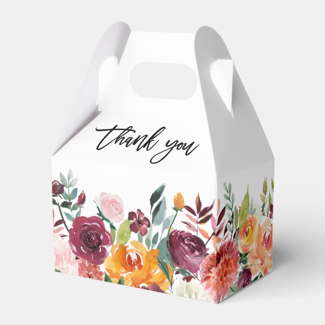 Blommar för  Blommigt i hösten, Burgundy, Bröllop Presentaskar (Baksidan Sidan)