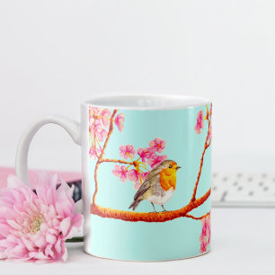 Blommar för blommigten Vår- med stor rött Kaffemugg