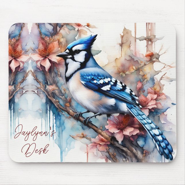 Blommar för Blue Jay Cherry * Personalize* Musmatta (Framsidan)