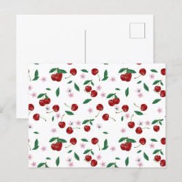 Blommar för botaniska rödkörsbär vykort