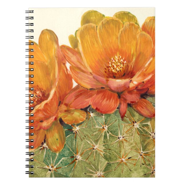 Blommar för Cactus Orange Anteckningsbok Med Spiral (Framsidan)