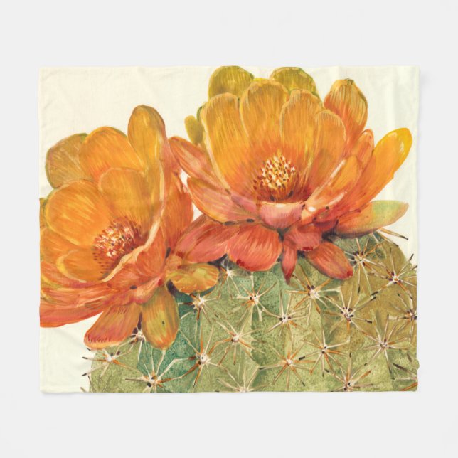 Blommar för Cactus Orange Fleecefilt (Framsidan (Horisontell))