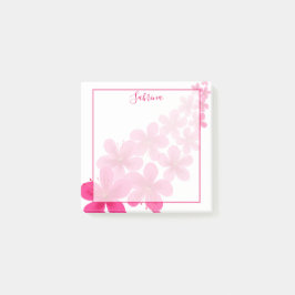 Blommar för elegant Rosa Blommigt Post-it Block