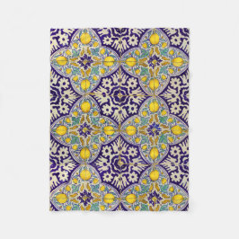 Blommar för Gulten Mönster i BlåMedelhavsområdet Fleecefilt