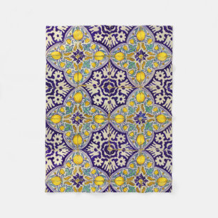 Blommar för Gulten Mönster i BlåMedelhavsområdet Fleecefilt