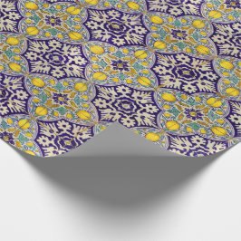 Blommar för Gulten Mönster i BlåMedelhavsområdet Presentpapper