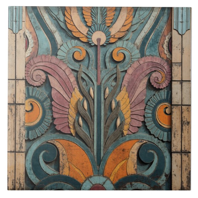 Blommar för gyllene ålder kakelplatta (Framsidan)