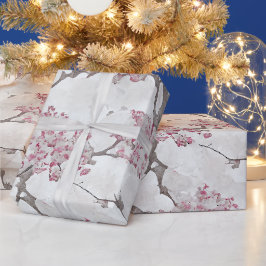 Blommar för häpnadsväckande Rosa och Silvery Cherr Presentpapper