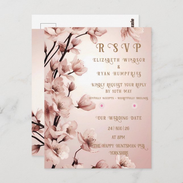 Blommar för inbjudan till Kärlek-bröllop (Fram/baksida)