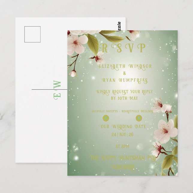 Blommar för inbjudan till Kärlek-bröllop (Fram/baksida)