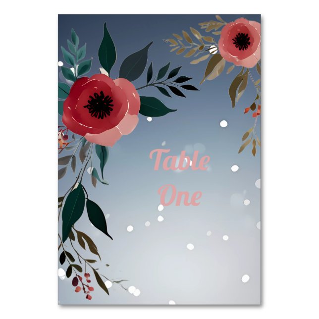 Blommar för inbjudan till Kärlek-bröllop Bordsnummer (Baksidan)