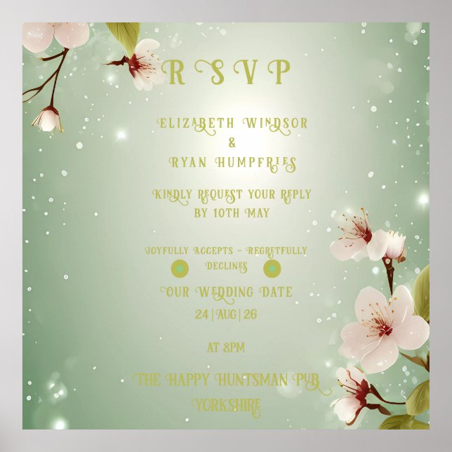 Blommar för inbjudan till Kärlek-bröllop Poster (Framsidan)