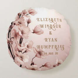 Blommar för inbjudan till Kärlek-bröllop Rund Kudde