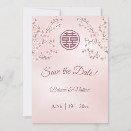 Blommar för kinesiska Bröllop Dusty Rosa Cherry Spara Datumet