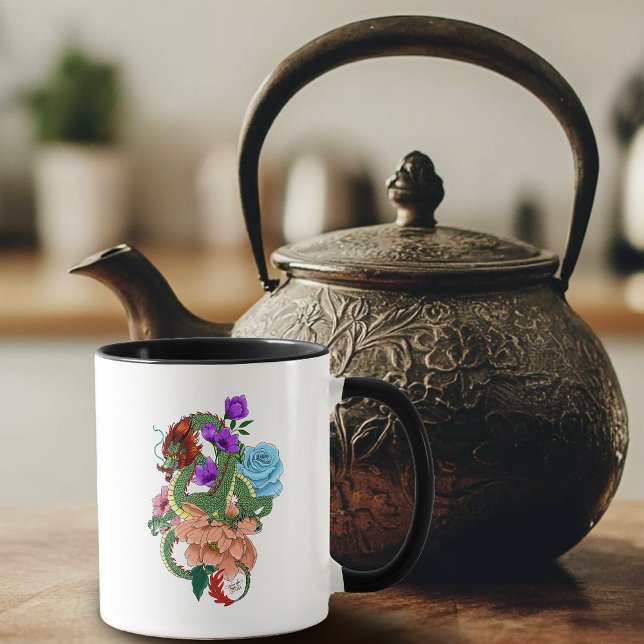 Blommar för kinesiska Dragon Lotus Cherry Mugg (Skapare uppladdad)