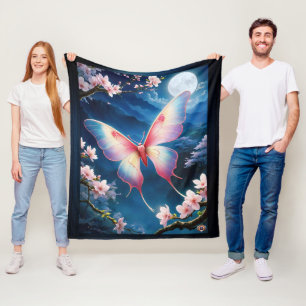 Blommar för kinesiska Måne Moth-flygande Amidst Ch Fleecefilt