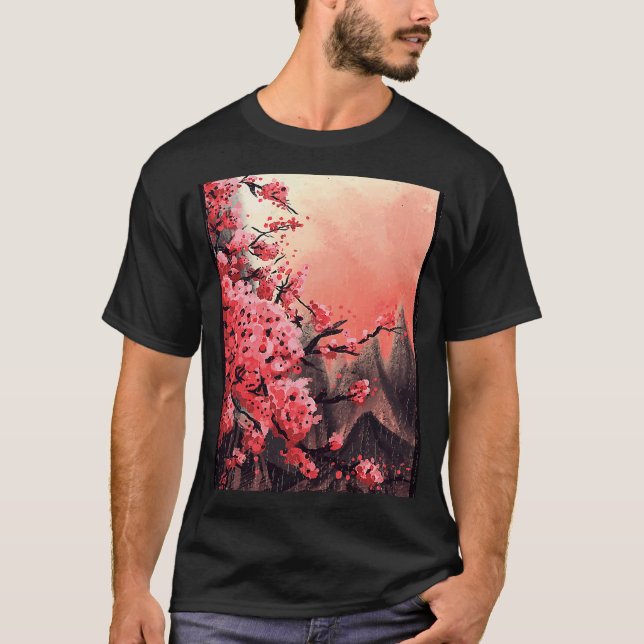 Blommar för konstgjord Sakura Cherry T Shirt (Framsida)