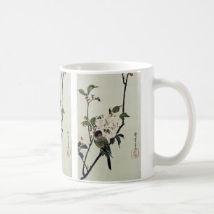 Blommar för körsbär och småfåglar kaffemugg